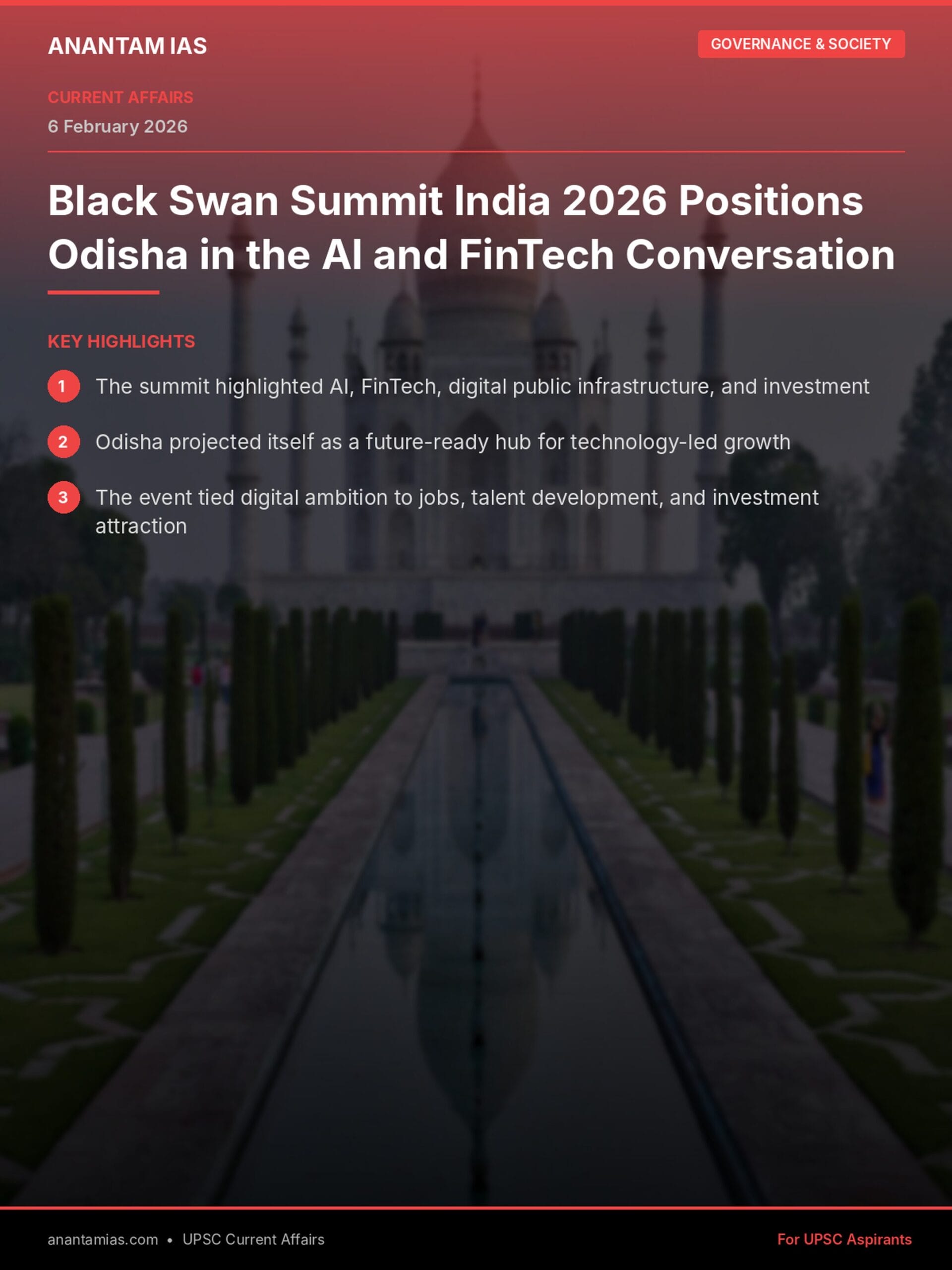 Black Swan Summit India 2026 Positions Odisha in the AI and FinTech Conversation infographic
