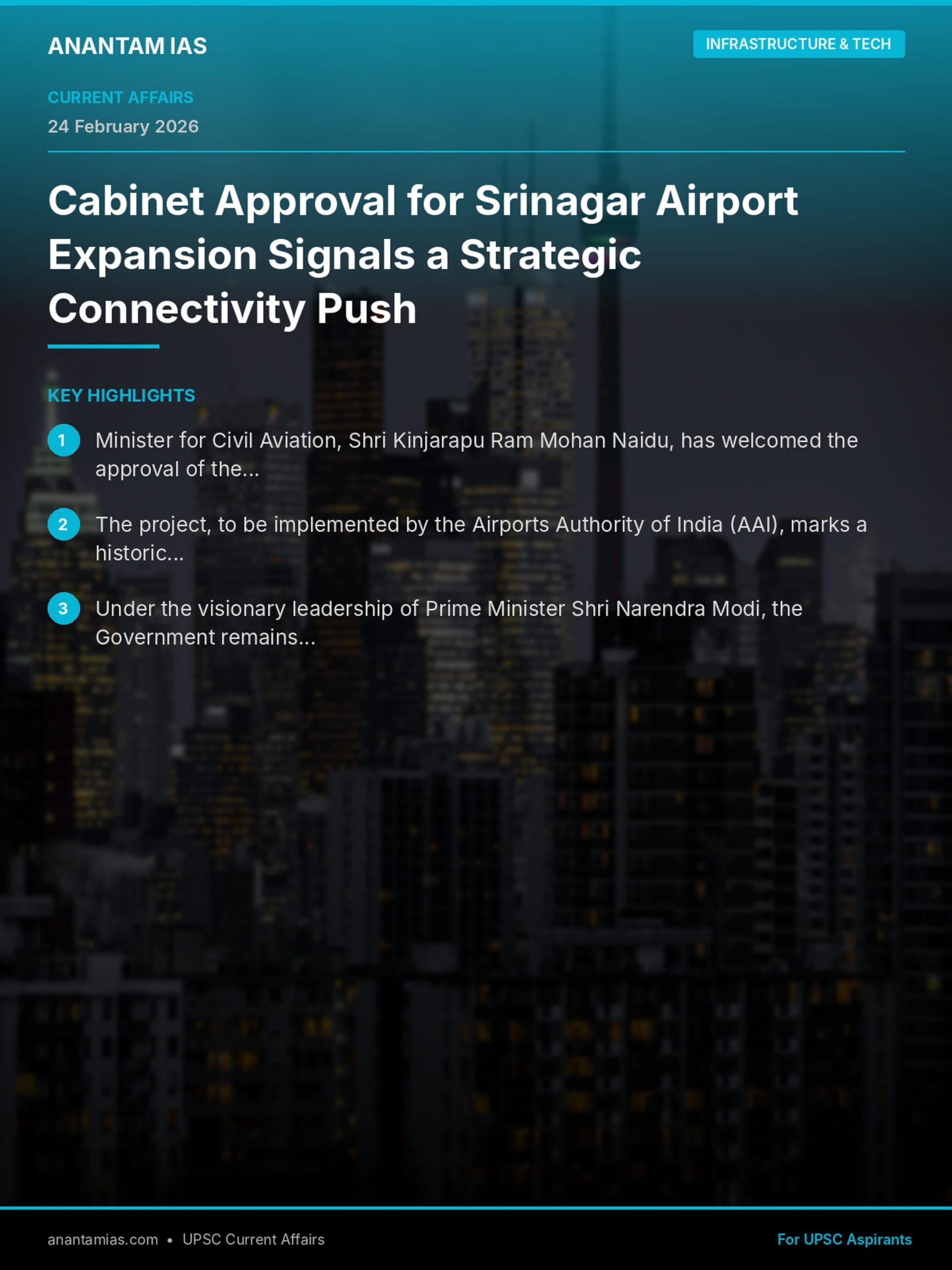 Cabinet Approval for Srinagar Airport Expansion Signals a Strategic Connectivity Push infographic