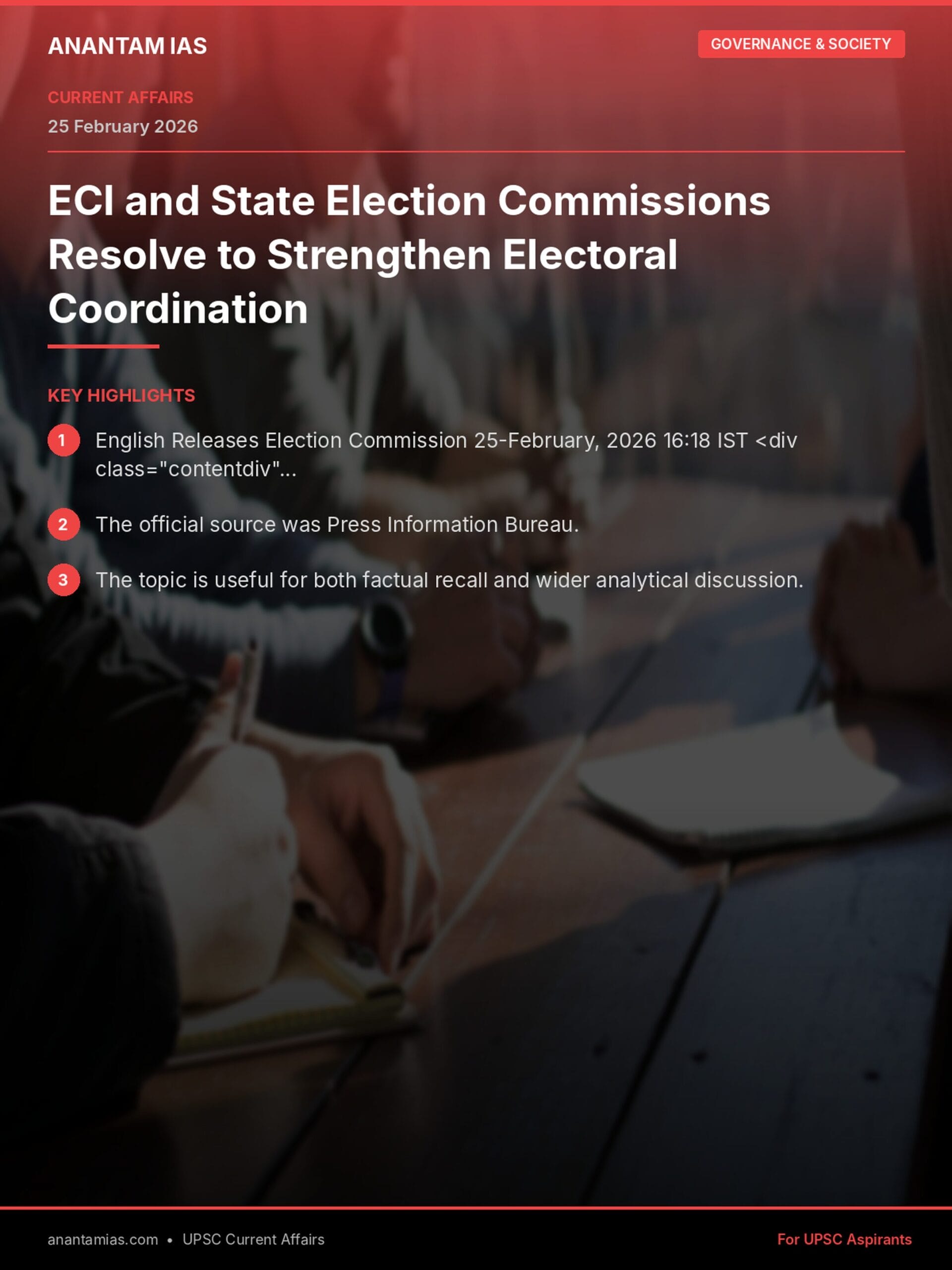 ECI and State Election Commissions Resolve to Strengthen Electoral Coordination infographic
