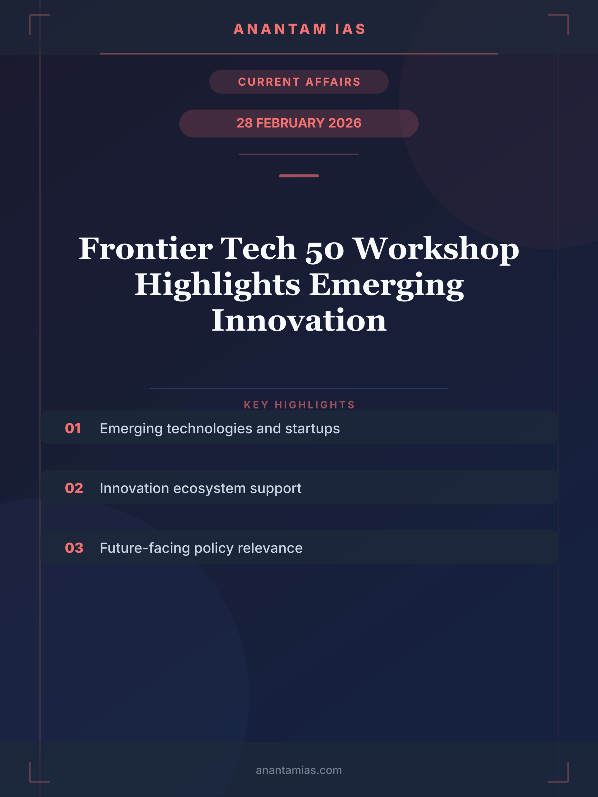 Frontier Tech 50 Workshop Highlights Emerging Innovation infographic