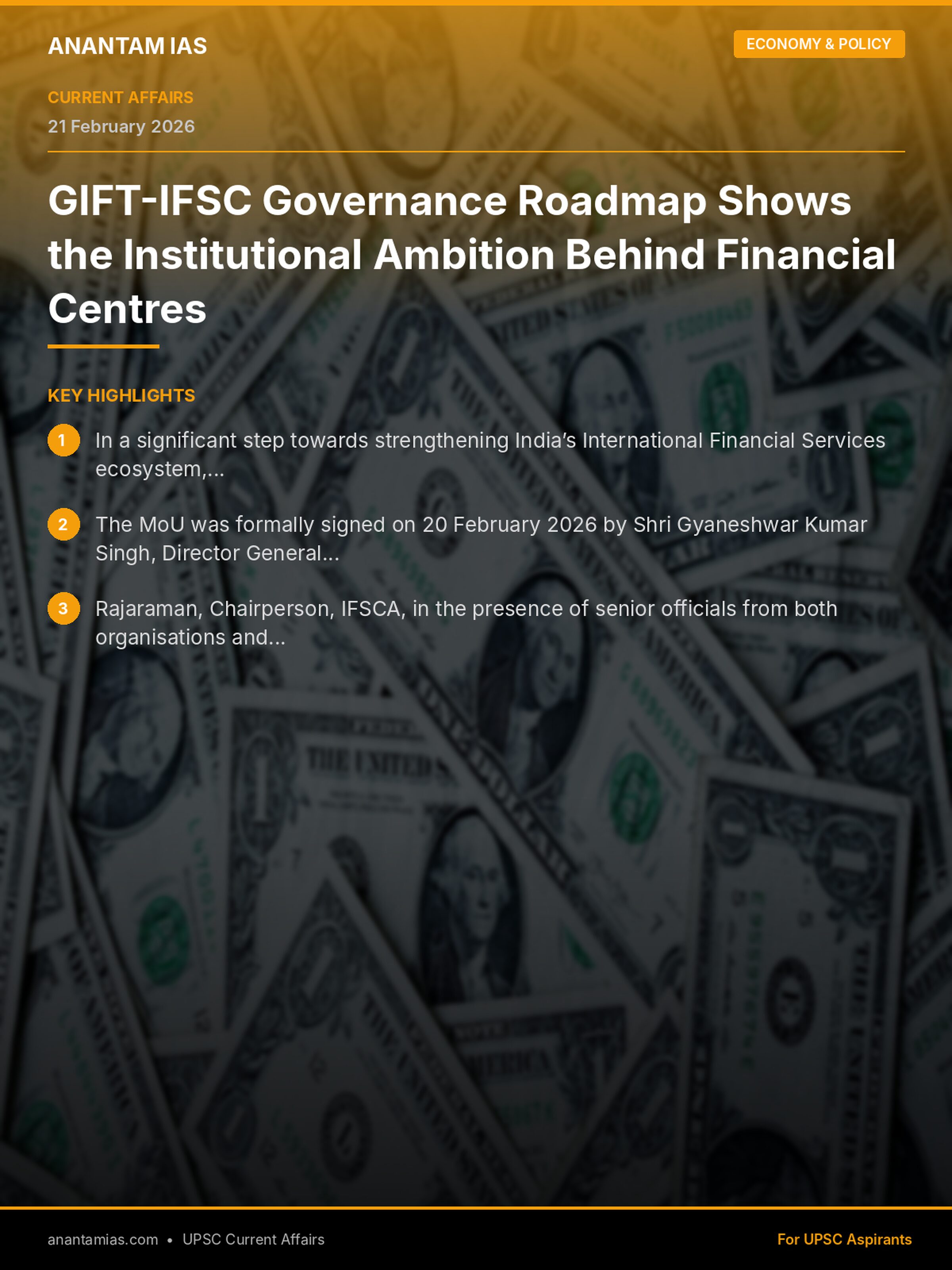 GIFT-IFSC Governance Roadmap Shows the Institutional Ambition Behind Financial Centres infographic