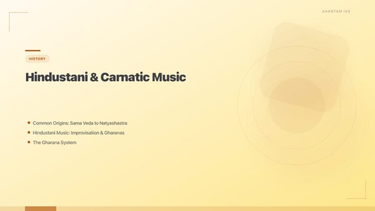 Hindustani & Carnatic Music: Origins, Gharanas, Trinity & UPSC Comparison featured image