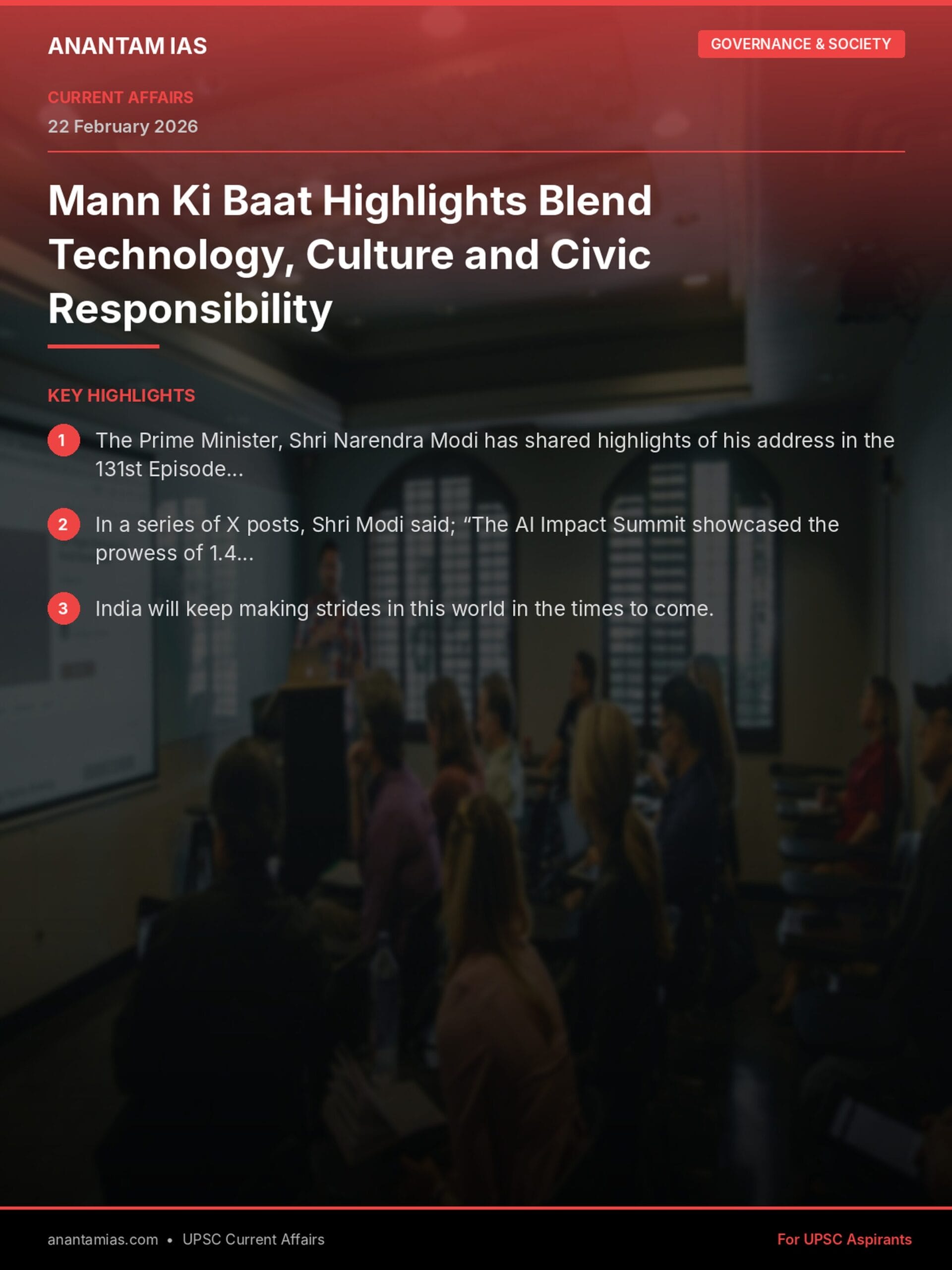 Mann Ki Baat Highlights Blend Technology, Culture and Civic Responsibility infographic