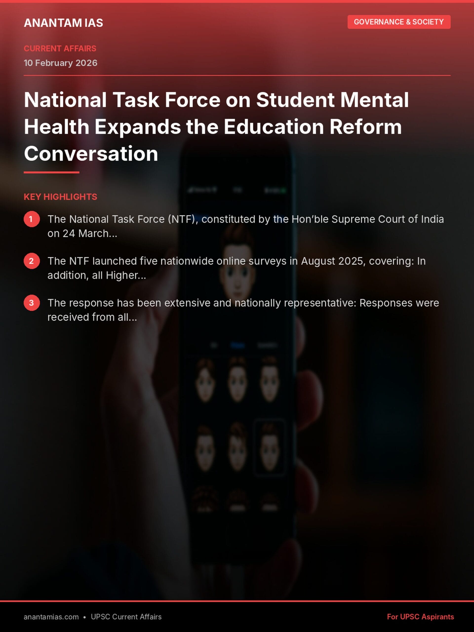 National Task Force on Student Mental Health Expands the Education Reform Conversation infographic