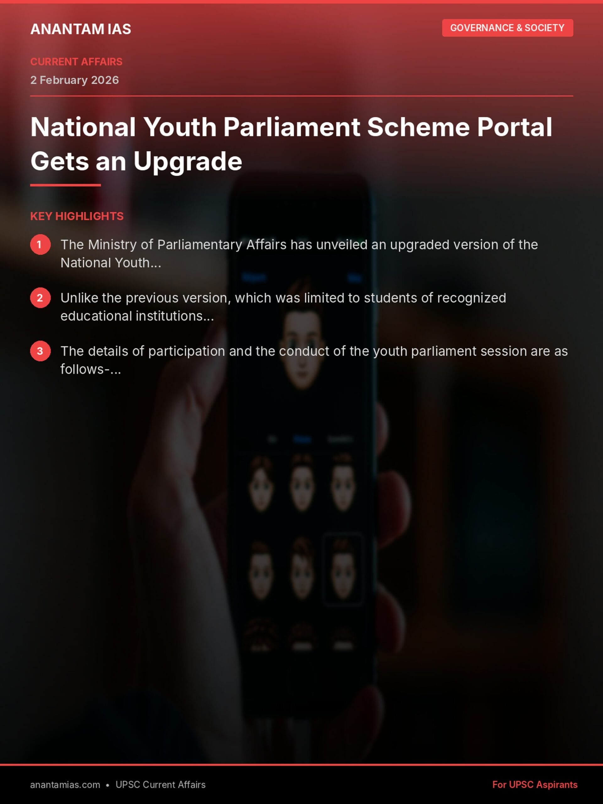 National Youth Parliament Scheme Portal Gets an Upgrade infographic