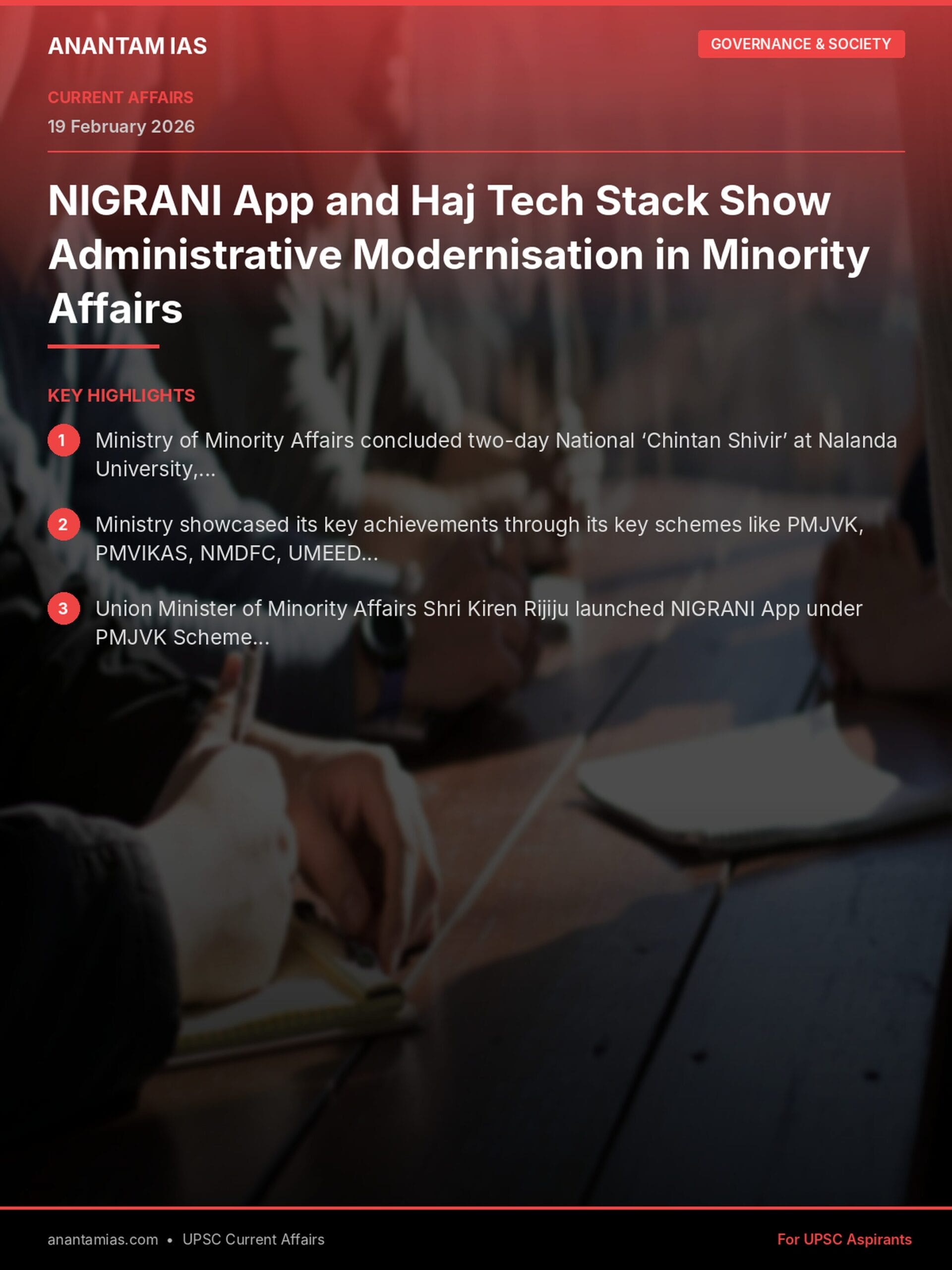 NIGRANI App and Haj Tech Stack Show Administrative Modernisation in Minority Affairs infographic