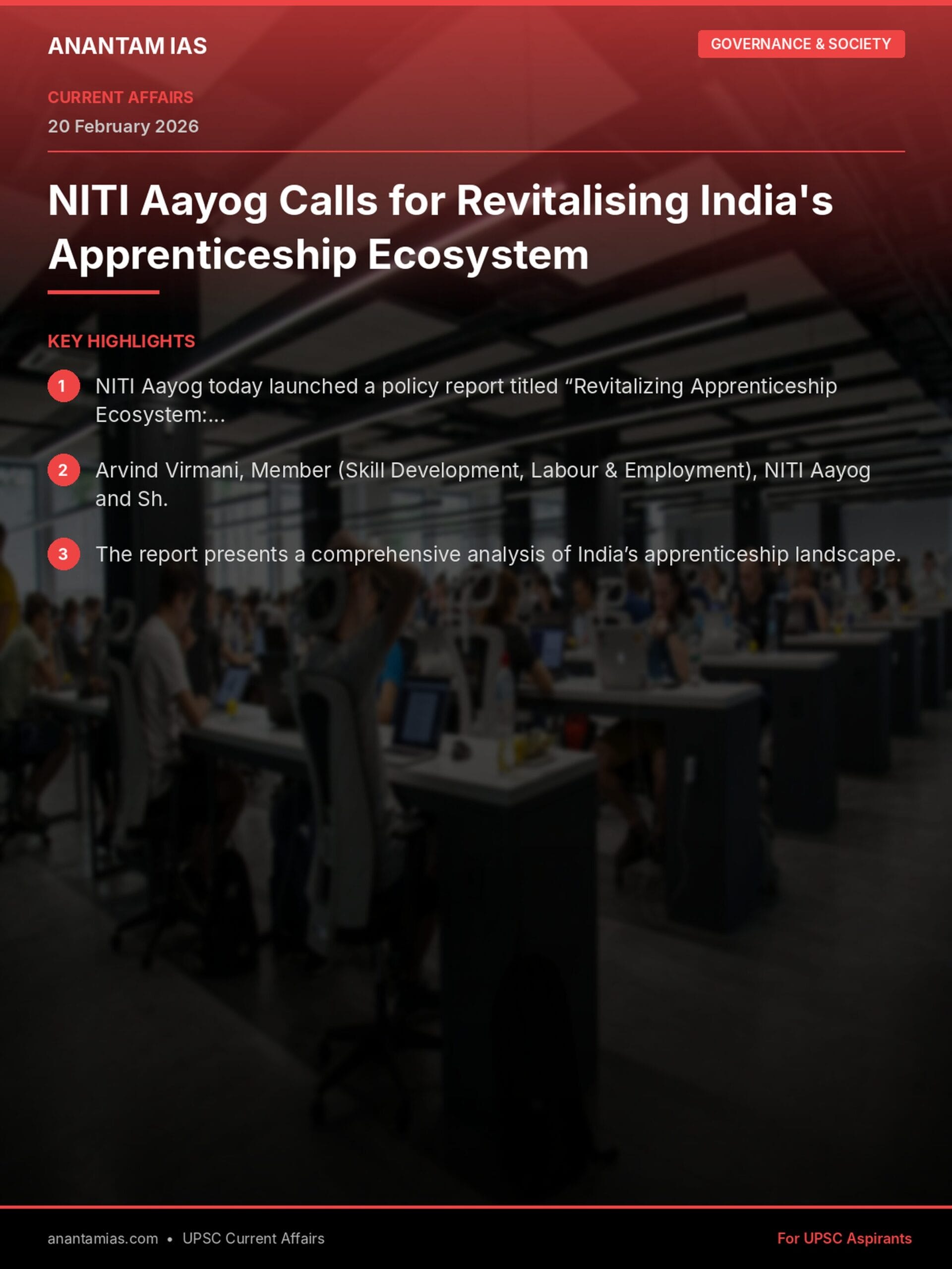 NITI Aayog Calls for Revitalising India's Apprenticeship Ecosystem infographic
