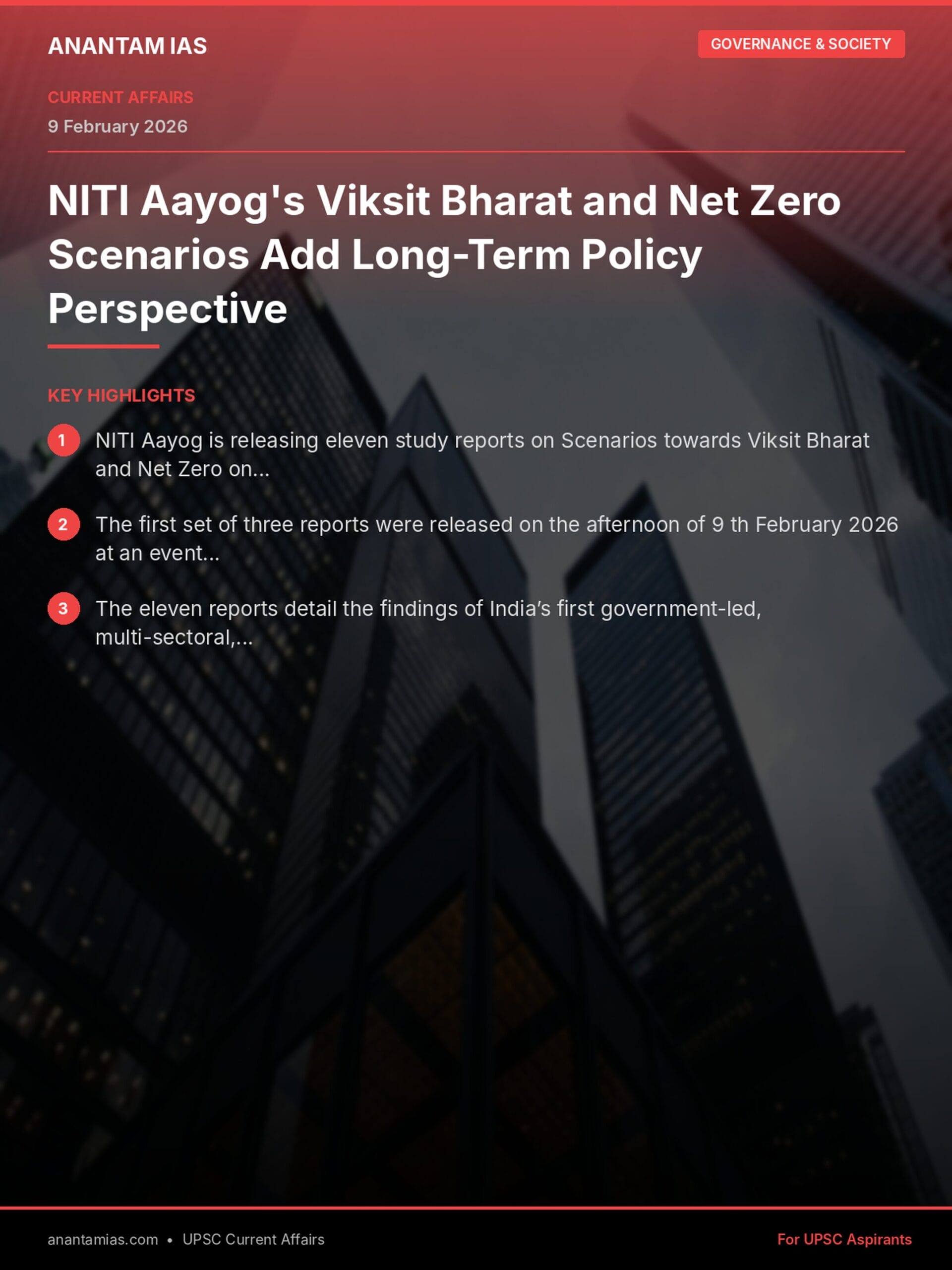 NITI Aayog's Viksit Bharat and Net Zero Scenarios Add Long-Term Policy Perspective infographic
