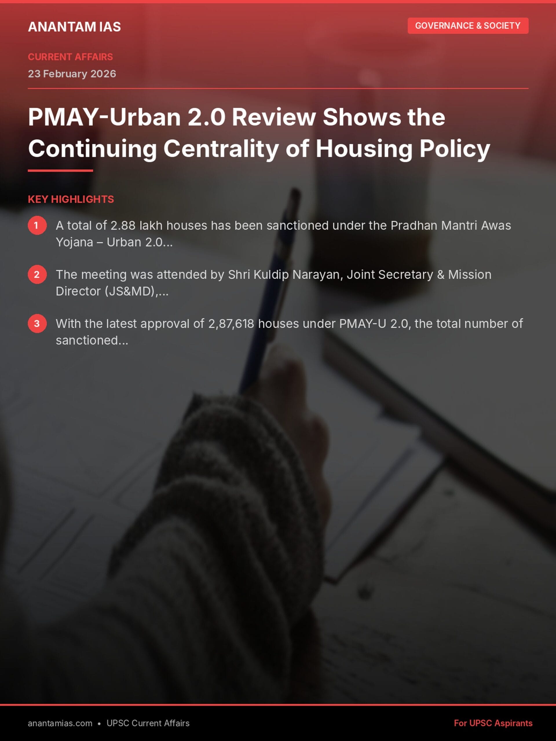 PMAY-Urban 2.0 Review Shows the Continuing Centrality of Housing Policy infographic
