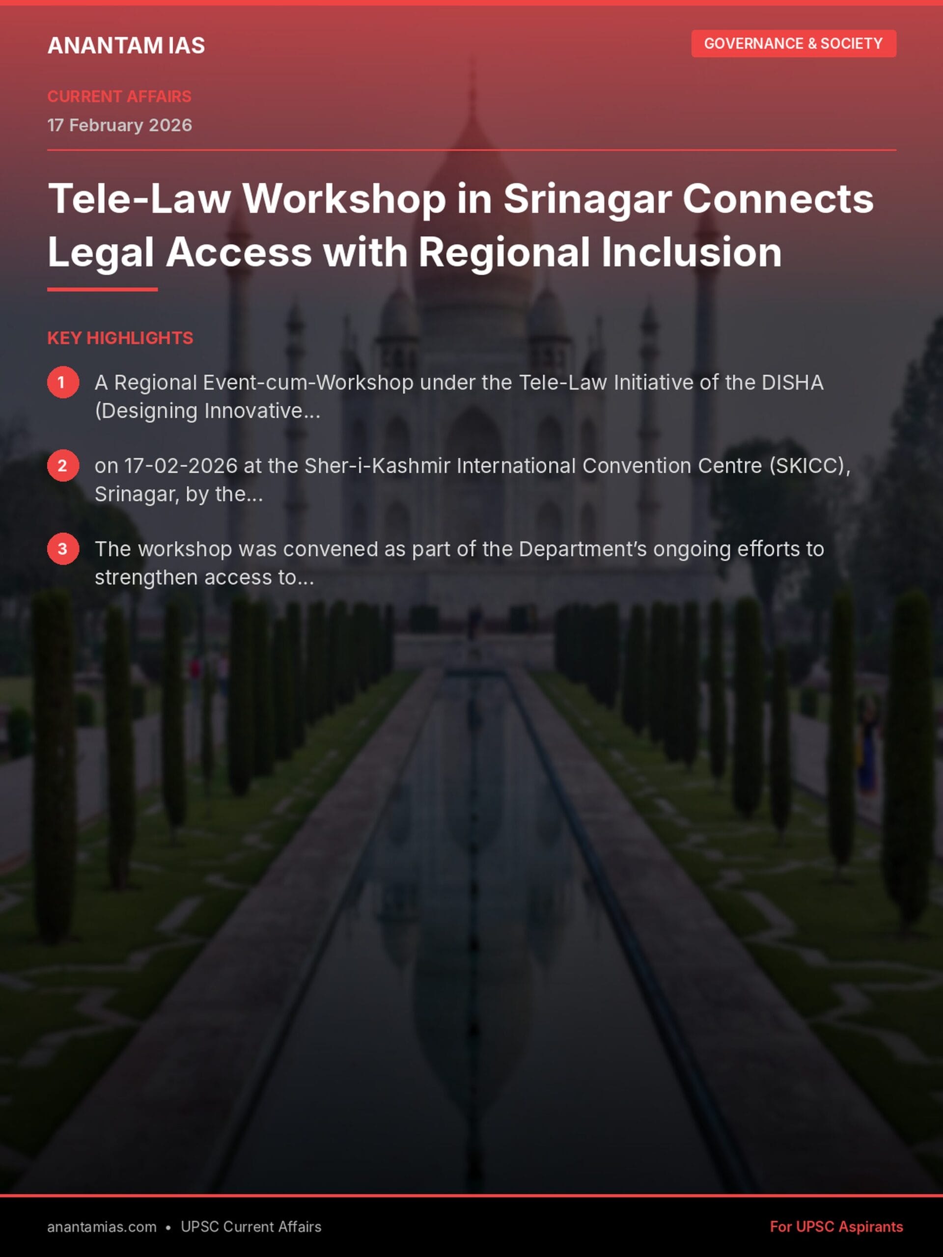 Tele-Law Workshop in Srinagar Connects Legal Access with Regional Inclusion infographic