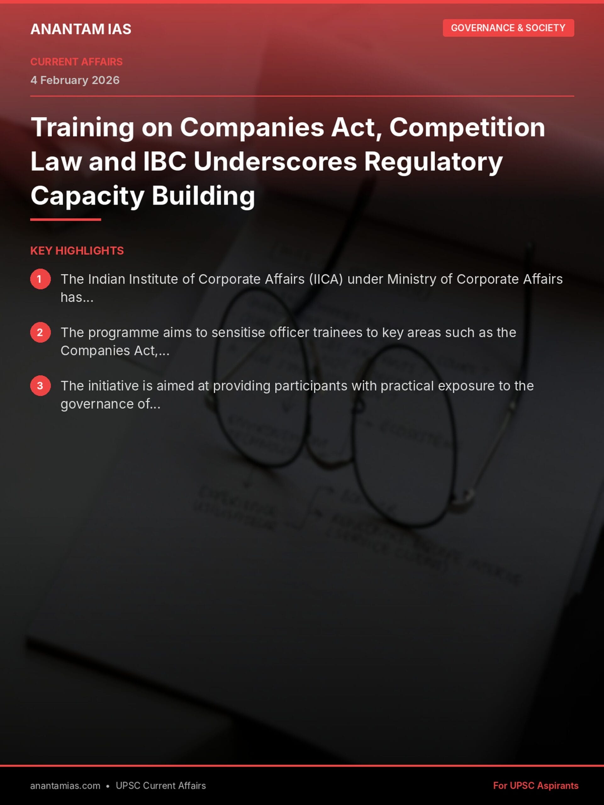 Training on Companies Act, Competition Law and IBC Underscores Regulatory Capacity Building infographic