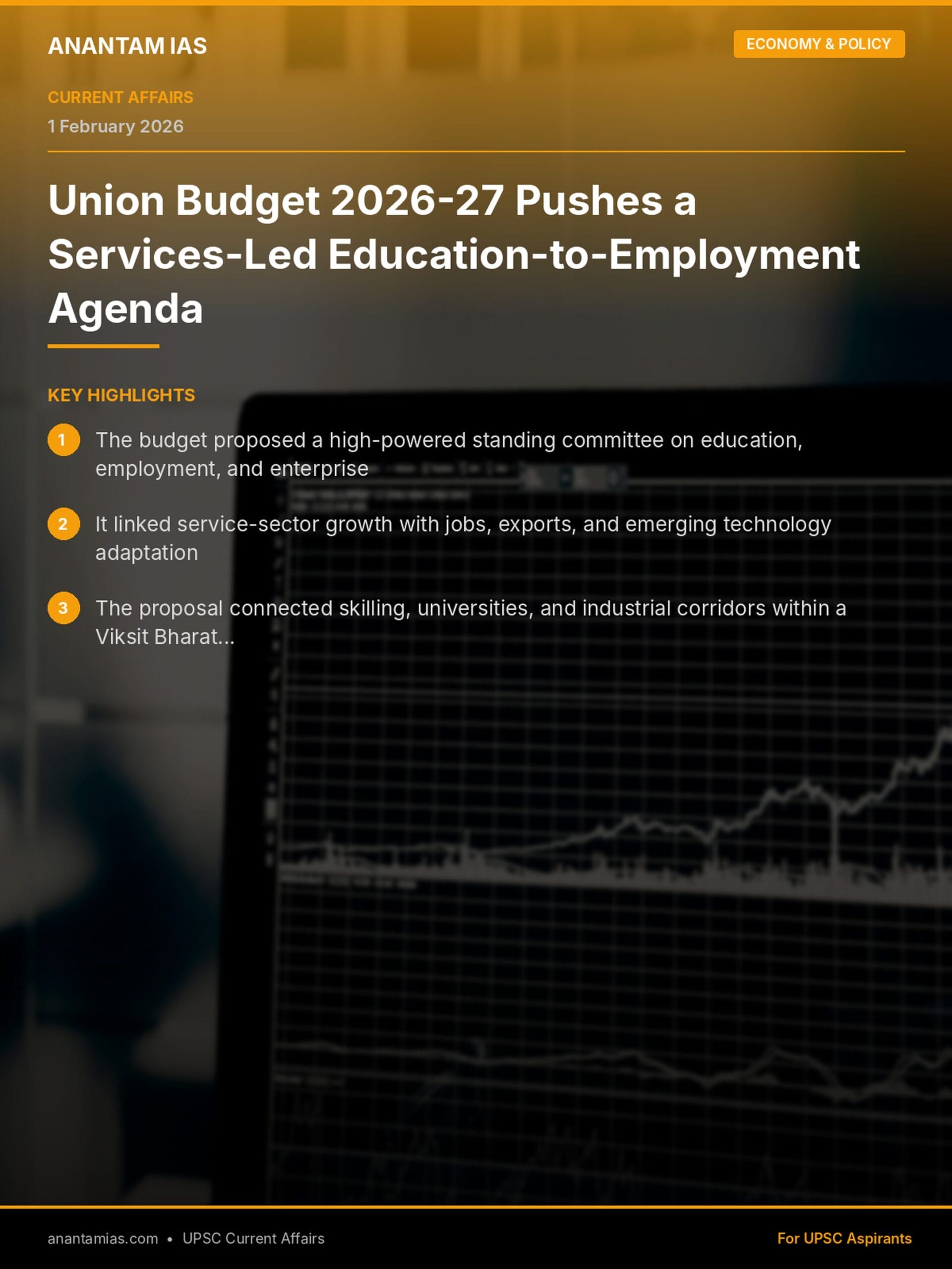 Union Budget 2026-27 Pushes a Services-Led Education-to-Employment Agenda infographic