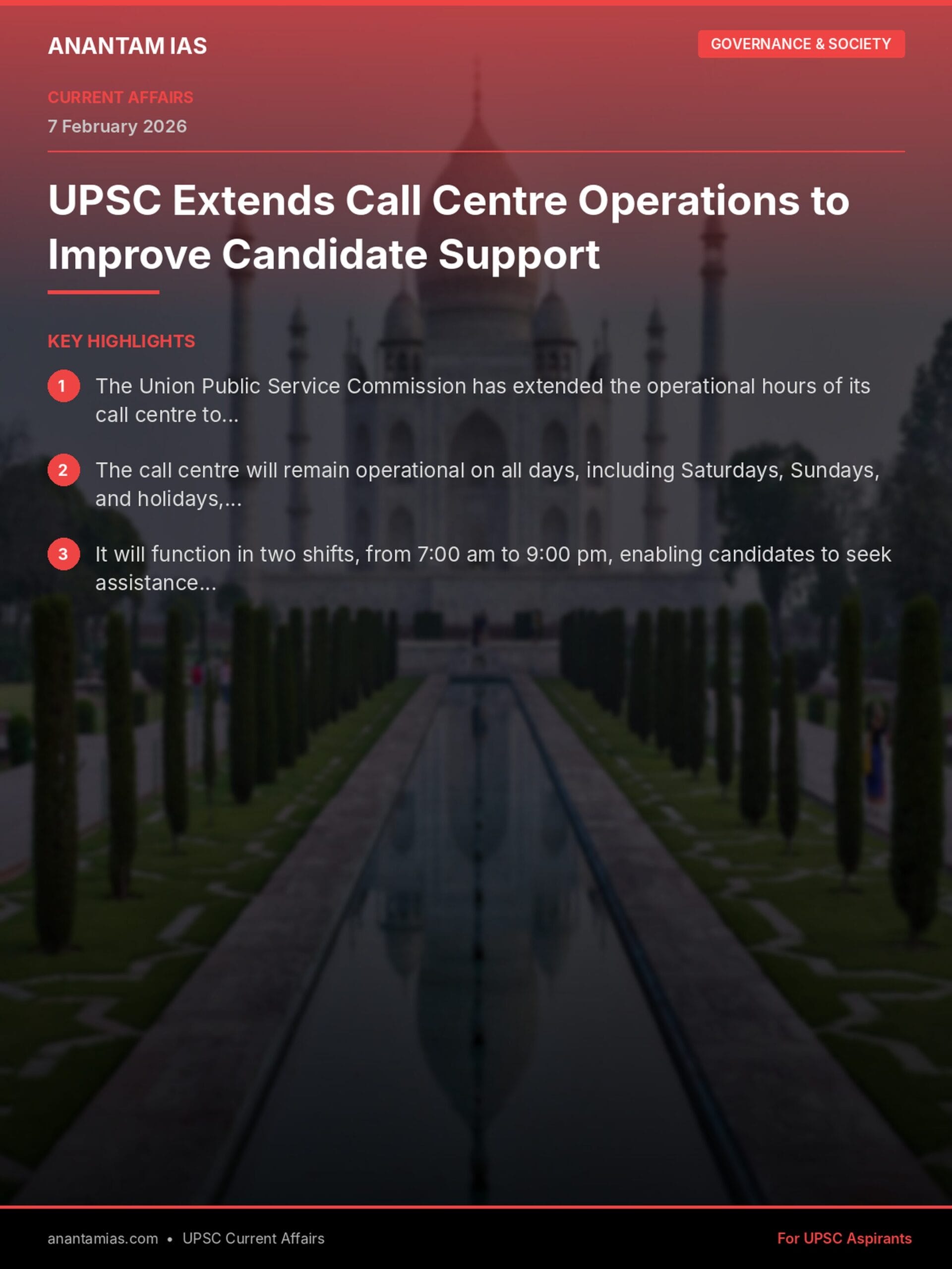 UPSC Extends Call Centre Operations to Improve Candidate Support infographic
