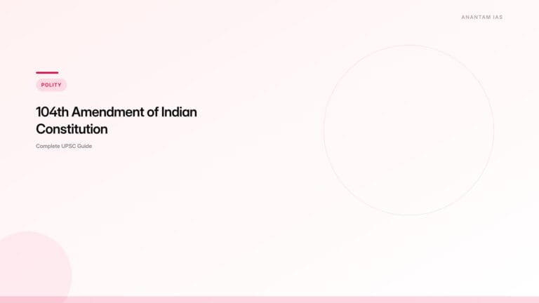 104th Amendment of Indian Constitution — SC/ST Reservation Extension & UPSC Polity Guide — UPSC study guide featured image by Anantam IAS