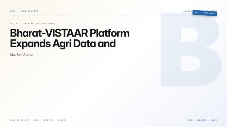 Bharat-VISTAAR Platform Expands Agri Data and Market Access — featured card for Anantam IAS UPSC guide.