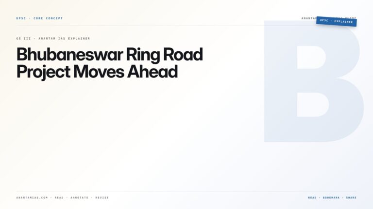 Bhubaneswar Ring Road Project Moves Ahead — featured card for Anantam IAS UPSC guide.