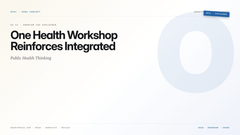 One Health Workshop Reinforces Integrated Public Health Thinking — featured card for Anantam IAS UPSC guide.