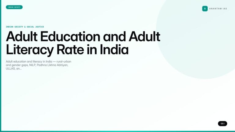 Adult Education and Adult Literacy Rate in India (UPSC Indian Society) — UPSC featured image