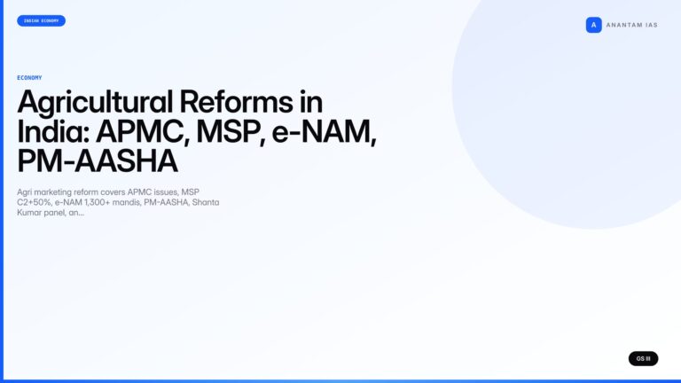 Agricultural Reforms in India: APMC, MSP, e-NAM, PM-AASHA (UPSC) — UPSC featured image