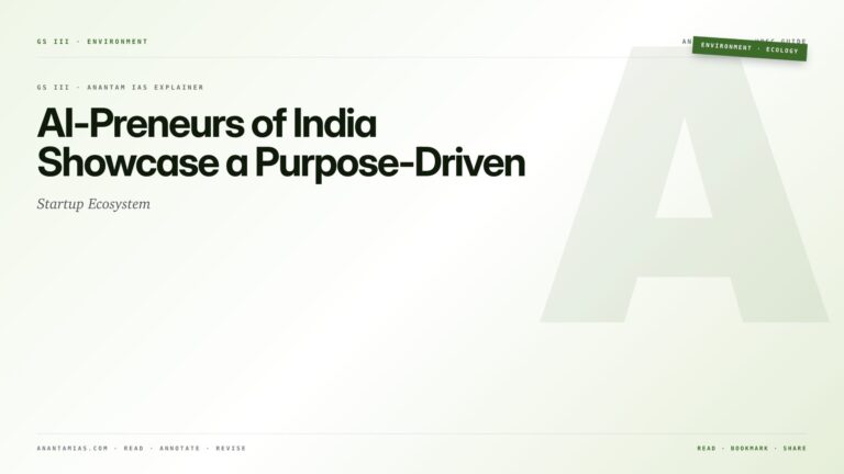AI-Preneurs of India Showcase a Purpose-Driven Startup Ecosystem — featured card for Anantam IAS UPSC guide.