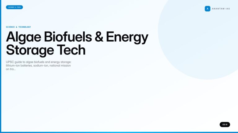 Algae Biofuels & Energy Storage Tech (UPSC Science & Tech) — UPSC featured image