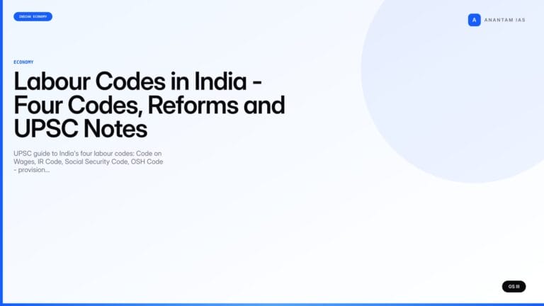 Labour Codes in India - Four Codes, Reforms and UPSC Notes — UPSC featured image