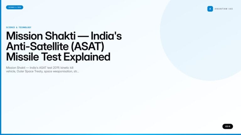 Mission Shakti — India's Anti-Satellite (ASAT) Missile Test Explained (UPSC Science & Tech) — UPSC featured image