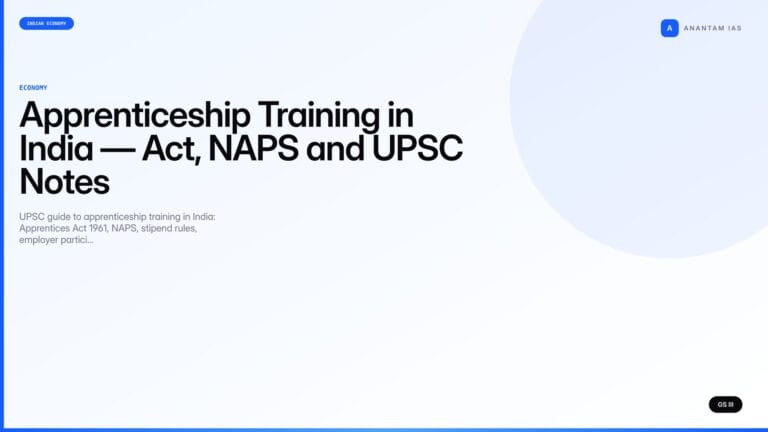 Apprenticeship Training in India — Act, NAPS and UPSC Notes — UPSC featured image