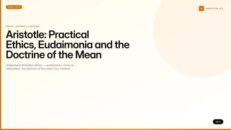 Aristotle: Practical Ethics, Eudaimonia and the Doctrine of the Mean (UPSC Ethics — GS IV) — UPSC featured image