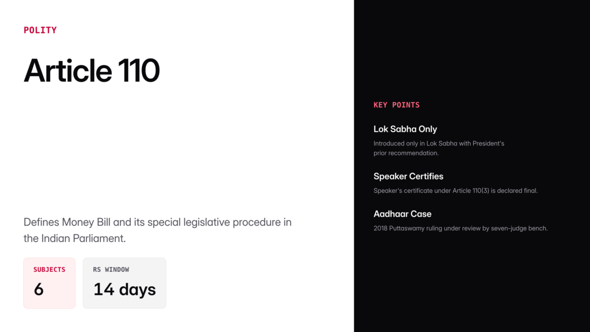 Bill Def Article 110: Money Bill Definition, Procedure, and Supreme Court Cases ...