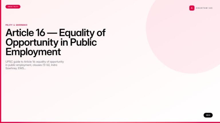 Article 16 — Equality of Opportunity in Public Employment (UPSC Polity) — UPSC featured image