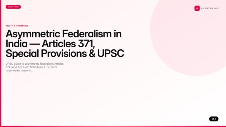Asymmetric Federalism in India — Articles 371, Special Provisions & UPSC Notes — UPSC featured image