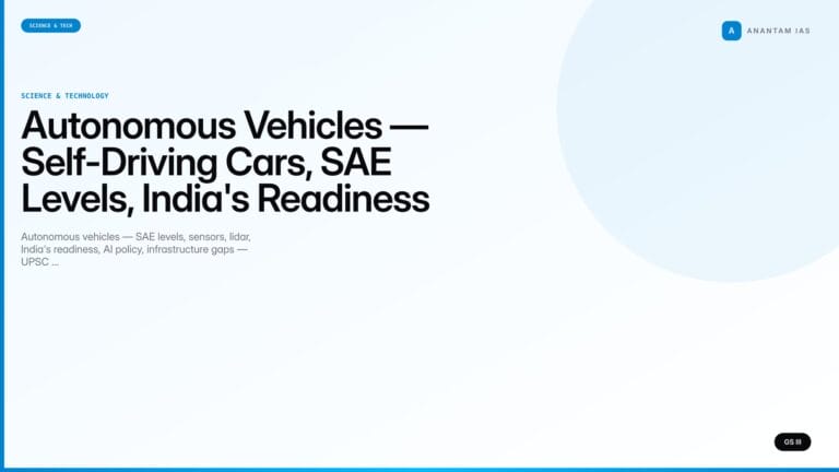 Autonomous Vehicles — Self-Driving Cars, SAE Levels, India's Readiness (UPSC Science & Tech) — UPSC featured image
