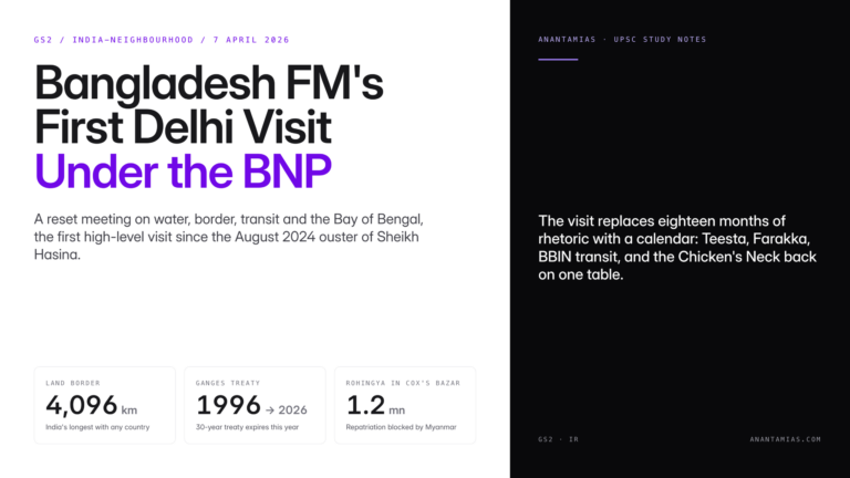 Bangladesh Foreign Minister's first Delhi visit under the BNP government on 7 April 2026 tested a reset of India-Banglad