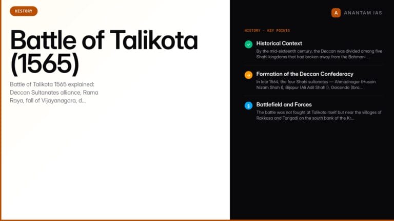 Battle of Talikota (1565): End of Vijayanagara Empire — UPSC study guide featured image by Anantam IAS