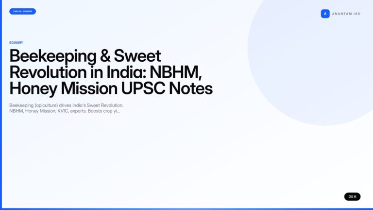 Beekeeping & Sweet Revolution in India: NBHM, Honey Mission UPSC Notes — UPSC featured image