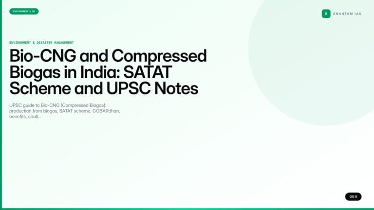 Bio-CNG and Compressed Biogas in India: SATAT Scheme and UPSC Notes (UPSC Environment) — UPSC featured image