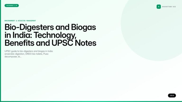 Bio-Digesters and Biogas in India: Technology, Benefits and UPSC Notes (UPSC Environment) — UPSC featured image