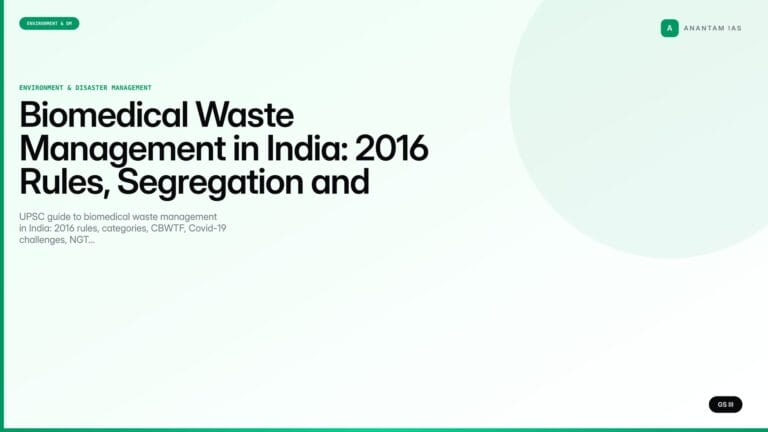 Biomedical Waste Management in India: 2016 Rules, Segregation and UPSC Notes (UPSC Environment) — UPSC featured image