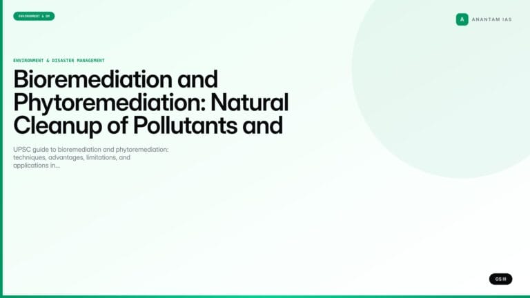 Bioremediation and Phytoremediation: Natural Cleanup of Pollutants and UPSC Notes (UPSC Environment) — UPSC featured image