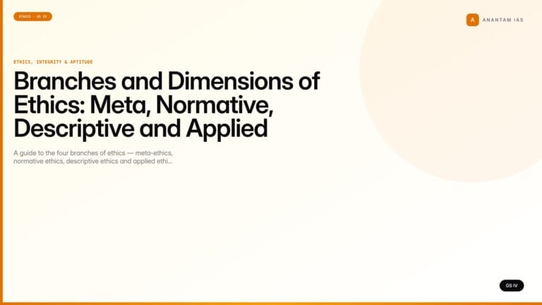Branches and Dimensions of Ethics: Meta, Normative, Descriptive and Applied Ethics Explained (UPSC Ethics — GS IV) — UPSC featured image