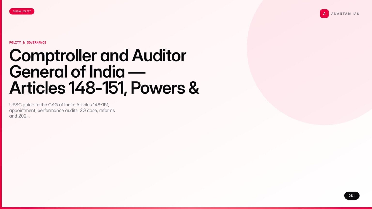 Comptroller and Auditor General of India — Articles 148-151, Powers ...
