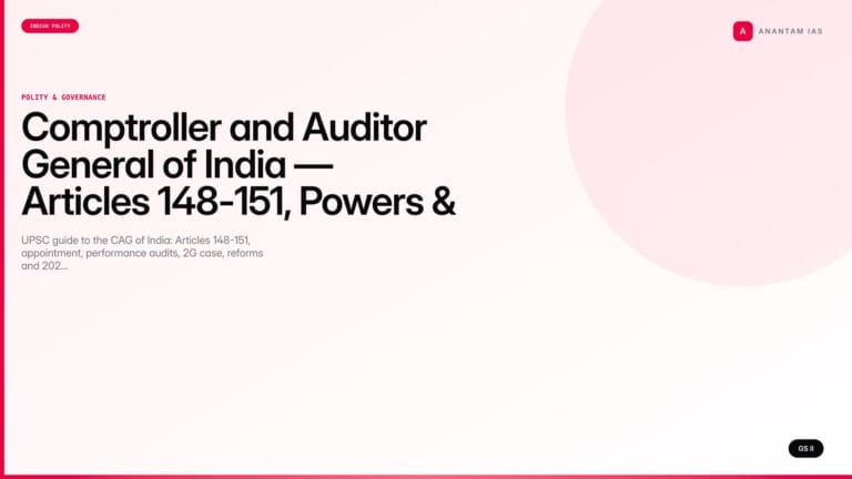 Comptroller and Auditor General of India — Articles 148-151, Powers & UPSC Notes — UPSC featured image