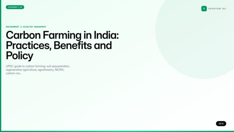 Carbon Farming in India: Practices, Benefits and Policy (UPSC Environment) — UPSC featured image
