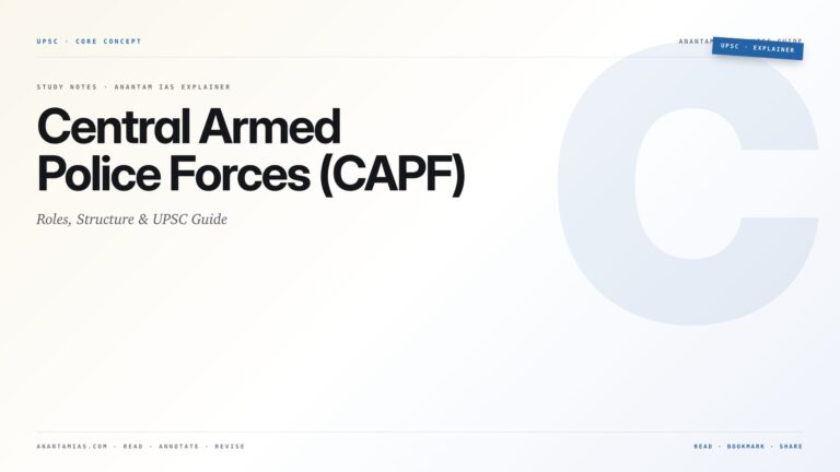 Central Armed Police Forces (CAPF): Roles, Structure & UPSC Guide — featured card for Anantam IAS UPSC guide.