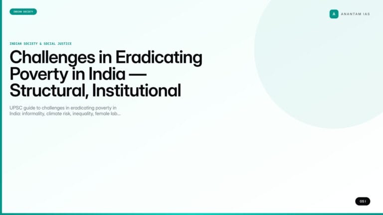 Challenges in Eradicating Poverty in India — Structural, Institutional and Emerging Barriers (UPSC Indian Society) — UPSC featured image
