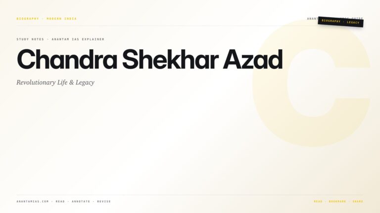 Chandra Shekhar Azad: Revolutionary Life & Legacy — featured card for Anantam IAS UPSC guide.