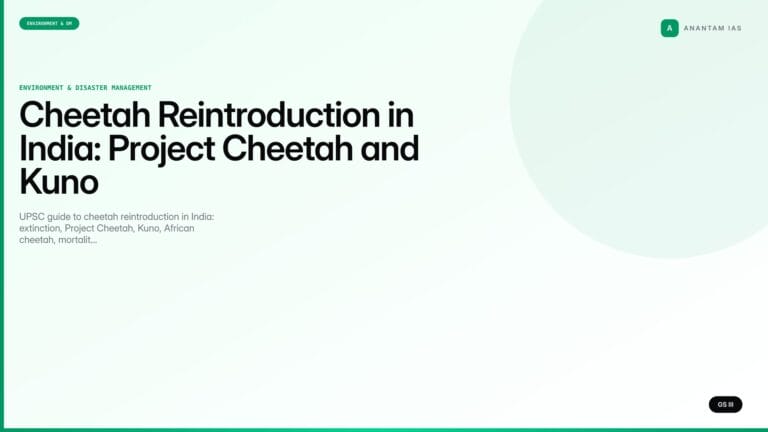 Cheetah Reintroduction in India: Project Cheetah and Kuno (UPSC Environment) — UPSC featured image