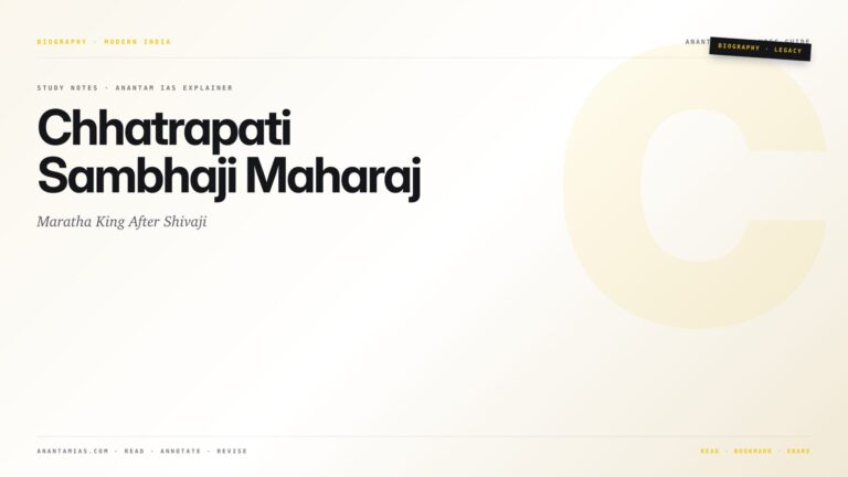 Chhatrapati Sambhaji Maharaj: Maratha King After Shivaji — featured card for Anantam IAS UPSC guide.