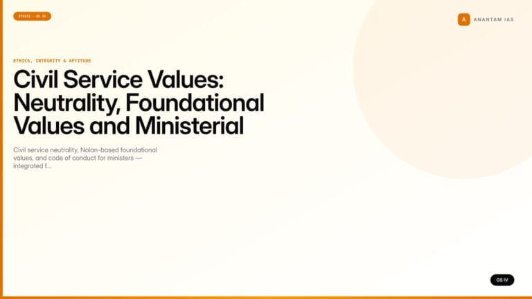 Civil Service Values: Neutrality, Foundational Values and Ministerial Conduct (UPSC Ethics — GS IV) — UPSC featured image